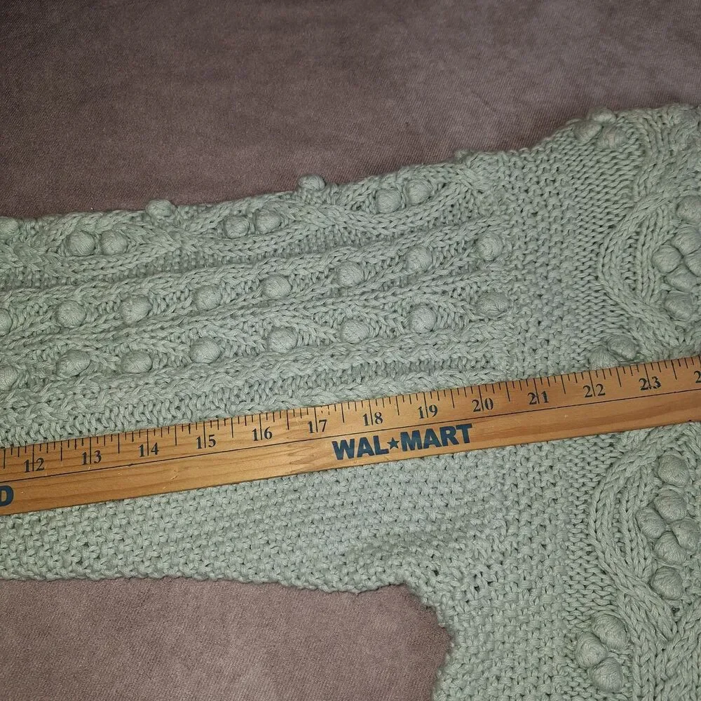 Vintage Worthington Large Blue Sweater Chunky Knit Cottagecore Shoulder Pads